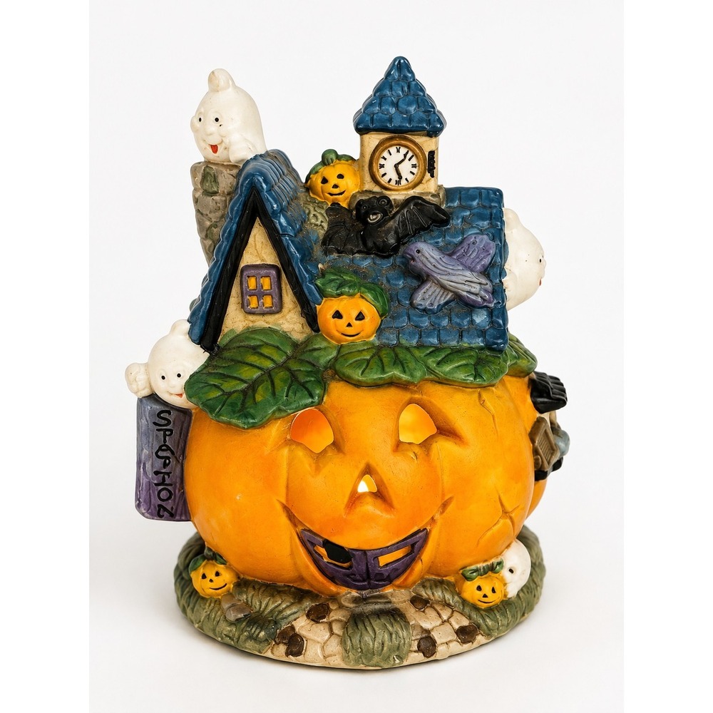 Pilgrim Imports Halloween Jack O Lantern Haunted House Ghost Light 5.25" Works